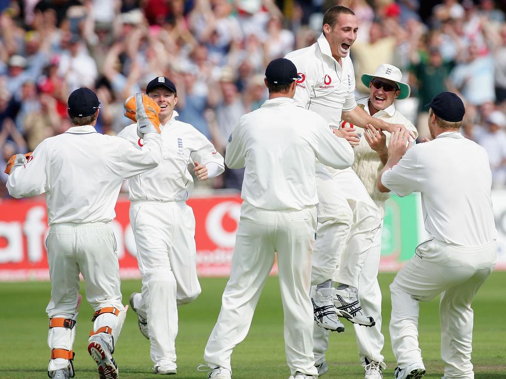 The 2005 Ashes series was one of England’s most glorious, against the preeminent Test side in the world at the time, Australia. Picture: Hamish Blair/Getty Images