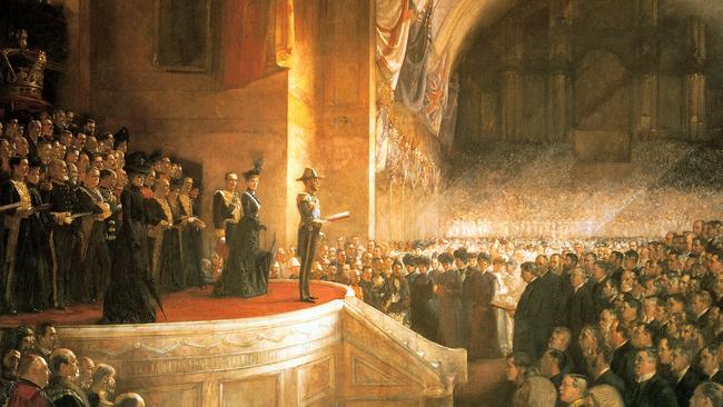 'Opening of the First Federal Parliament of the Commonwealth of Australia by HRH The Duke of Cornwall and York (Later King George V), May 9, 1901' by Tom Roberts (1903).