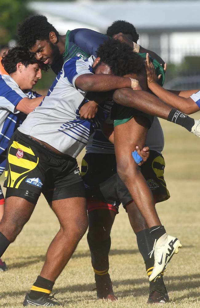 Cowboys Cup Schoolboys Football at Kern Brothers Drive. Townsville High against Pimlico High. Picture: Evan Morgan