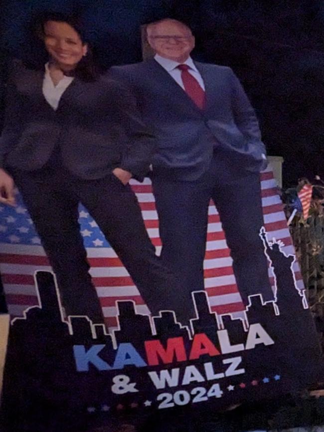 The life-size cardboard cut-out of Kamala Harris and Tim Walz. Picture: Chad Van Estrop