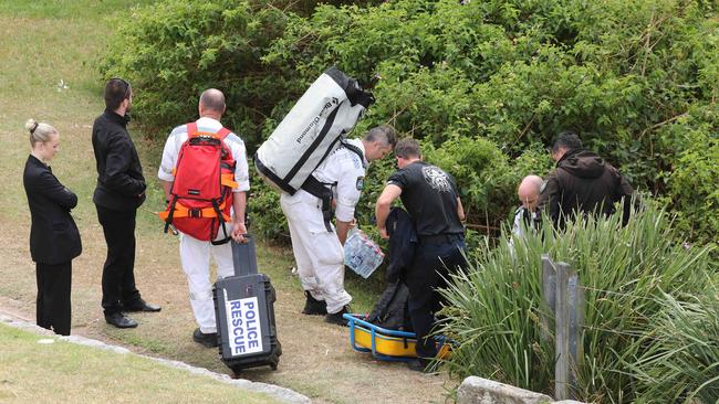 The stretcher was filled with equipment and supplies like bottled water. Picture: NCA NewsWire/ Max Mason-Hubers