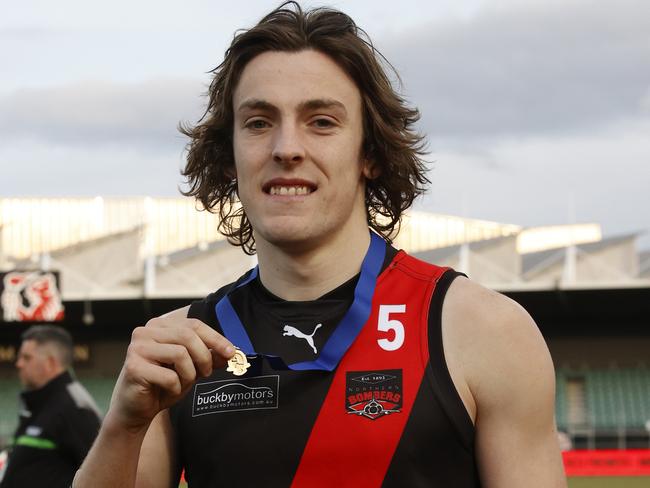 Brandon Leary with the Baldock Medal. Picture: Nikki Davis-Jones