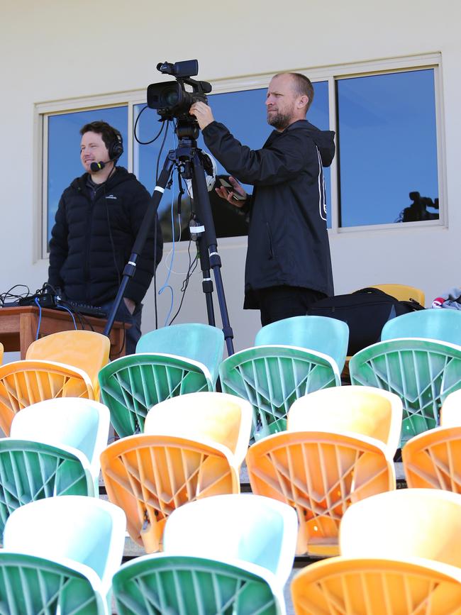 The crew live streaming from Tamworth. Picture: Peter Lorimer.