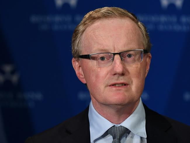 Reserve Bank of Australia Governor Philip Lowe speaks to the media in Sydney, Thursday, March 19, 2020. The Reserve Bank has cut the interest rate to a record-low 0.25 per cent in an historic suite of economic support to cushion the blow of the coronavirus pandemic. (AAP Image/Joel Carrett) NO ARCHIVING