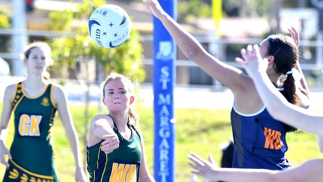 QGSSSA netball with Clayfield College, St Margaret's Anglican Girls' School and Brisbane Girls Grammar School. Saturday July 16, 2022. Picture, John Gass