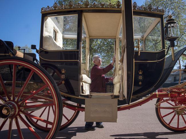 They will take a 25 minute ride through the city in this Ascot Landau carriage. Picture: Victoria Jones/Pool via AP.