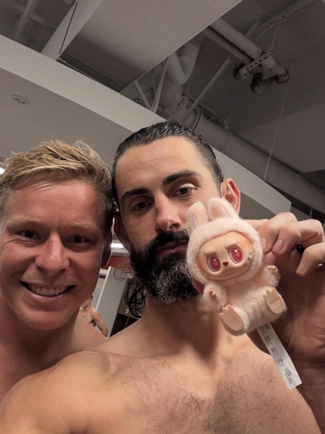Swans stars Isaac Heeney and Brodie Grundie have jumped on the Labubu bandwagon. Picture: Instagram