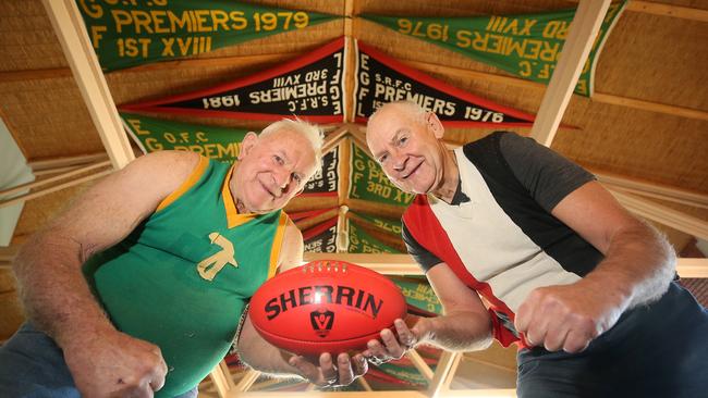 Former Orbost and Snowy Rovers players Denis Morgan, left, and Brett Lynn. Picture: Yuri Kouzmin