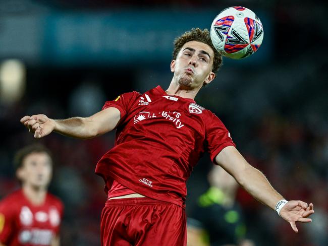 Adelaide United’s Panagiotis Kikianis is determined to win the A-League title for departing Reds coach Carl Veart. Picture: Mark Brake/Getty Images