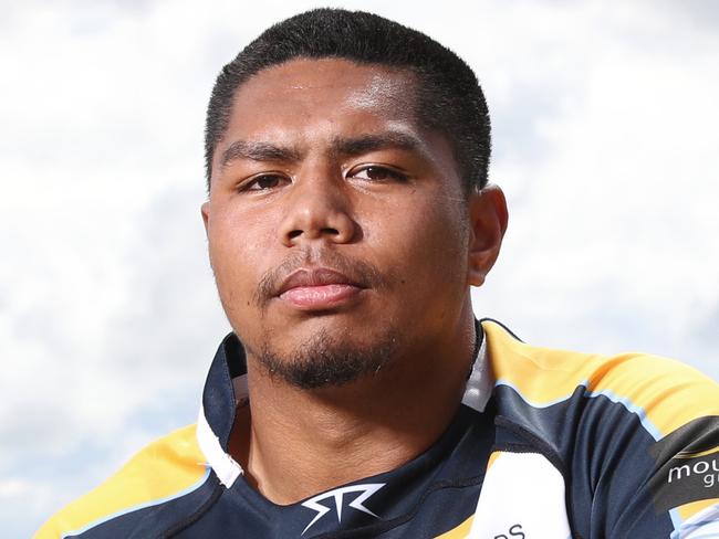 Pictured at Westfields Sports High is Sam Lese.Sam was told he'd never play footy again after shattering his patella. But he fought his way back and is playing in the NRL Schoolboy Cup semi finals. Picture: Richard Dobson