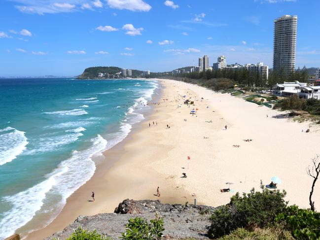 Gold Coast Bulletin - Great Eats - Looking south from a lookout over North Burleigh Beach on the Gold Coast in Queensland Australia