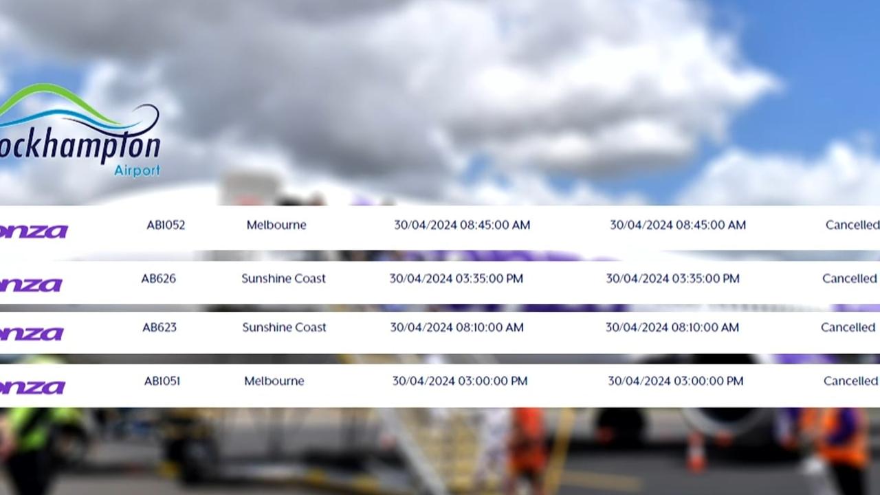 Bonza flights at Rockhampton cancelled on Monday. Picture: Nine