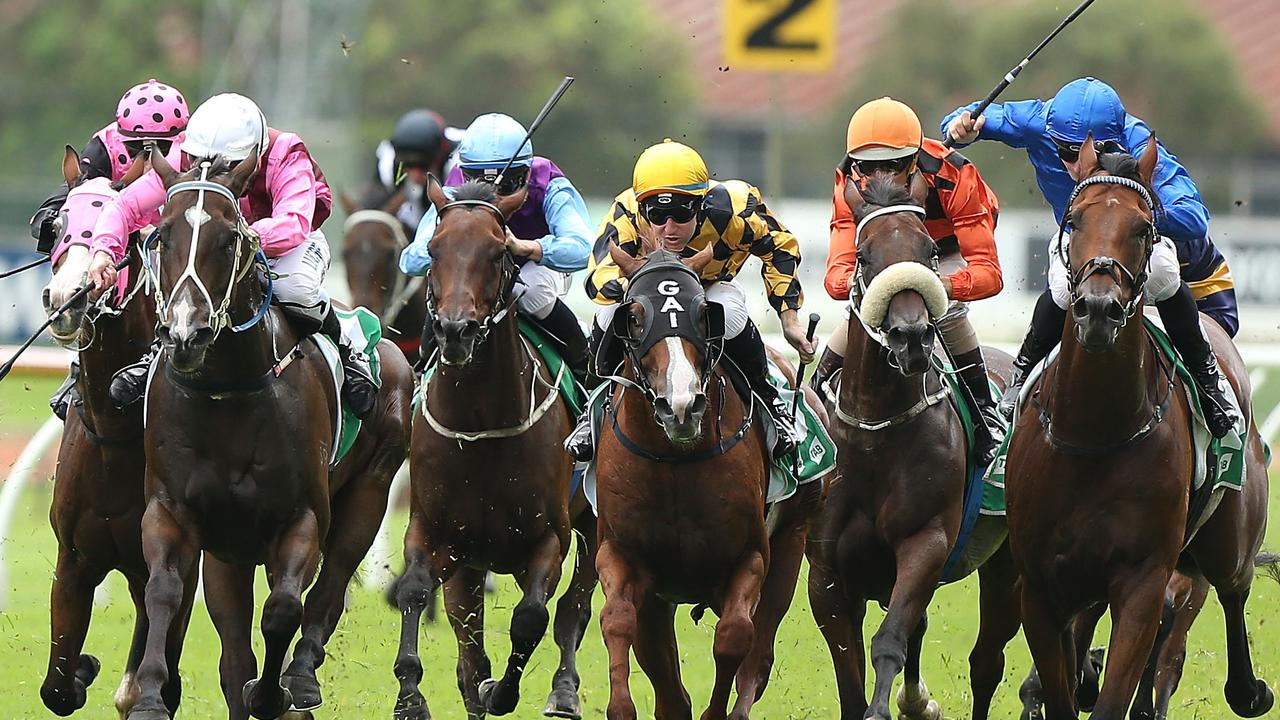 SYDNEY, AUSTRALIA - FEBRUARY 21: James McDonald ( Blue Cap ) rides San Diego to win race 4, The Blackwoods Bosch Blue Handicap during Sydney racing at Rosehill Gardens on February 21, 2015 in Sydney, Australia. (Photo by Anthony Johnson/Getty Images)