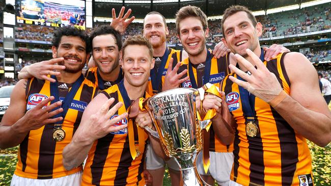 Four time premiership Hawks Jordan Lewis and Sam Mitchell were traded. Picture: Colleen Petch