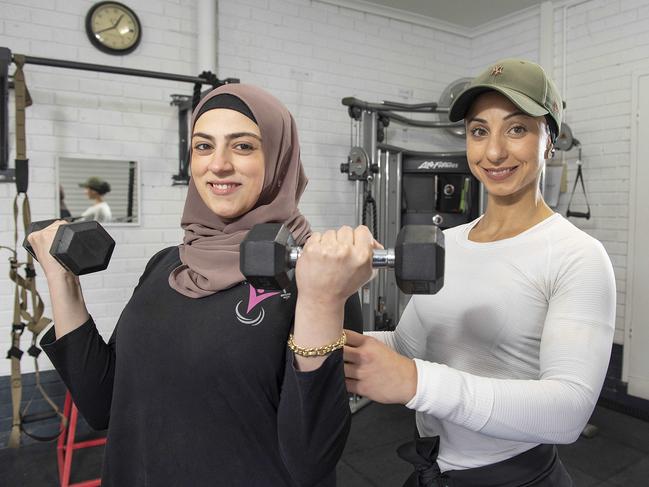 Nawel Taha from Body by Nawel in Glenroy, with client Hana Ella. Picture: Ellen Smith