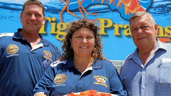 BIG SPLASH: Gold Coast Marine Aquaculture’s Darrell and Debbie Herbst and owner Noel Herbst won big at the Sydney Royal Easter Show’s food awards. Picture: Gizelle Ghidella