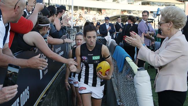 Carlton players enter the field. Picture: Wayne Ludbey