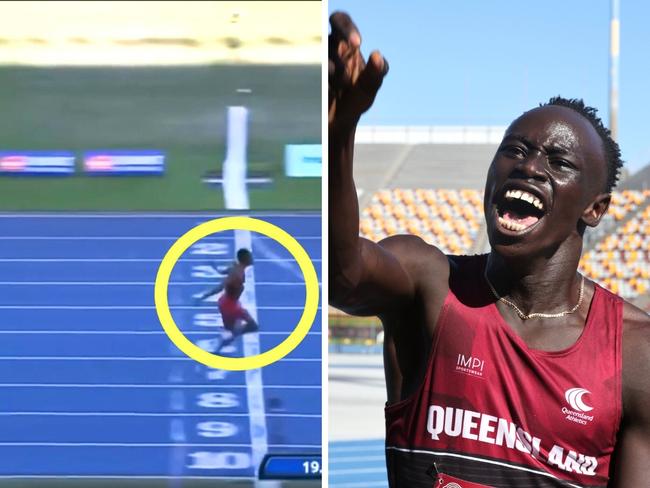 Gout Gour is in a league of his own. Photo: Athletics Australia and Cameron Spencer Getty.