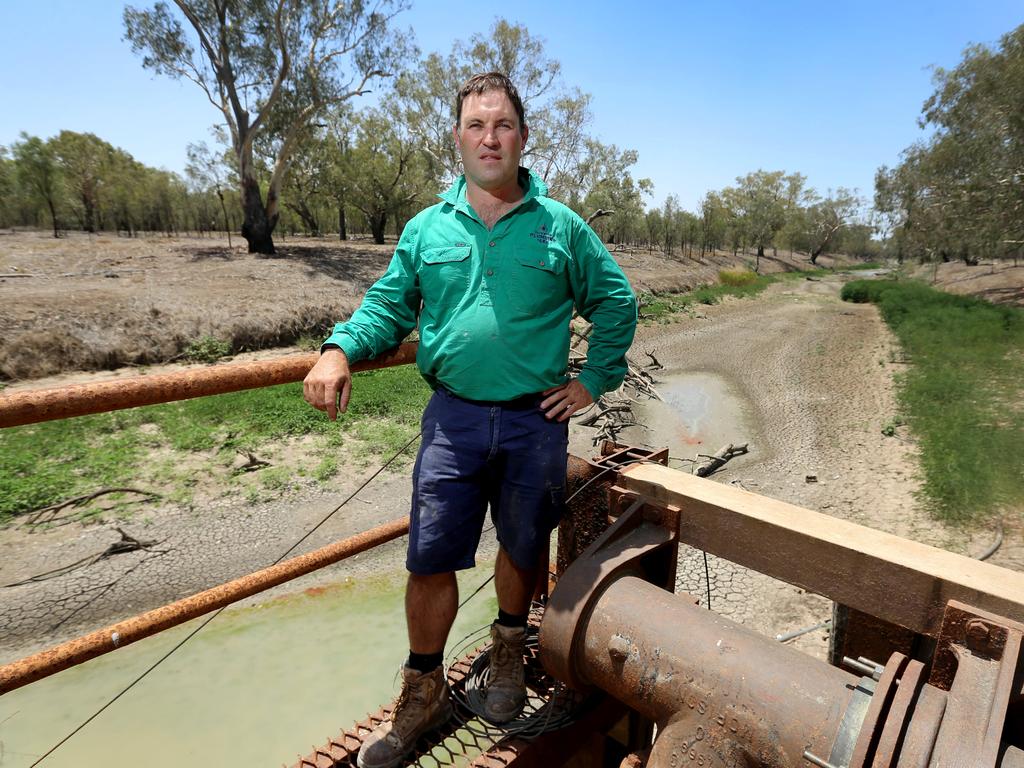 Walgett plumber Robin Beckwith at the pump station on the dry Namoi River. Picture: Nathan Edwards