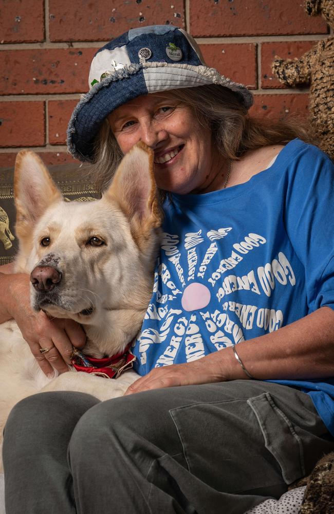 Tracy Hargreaves with her dog Hope. Picture: Brad Fleet