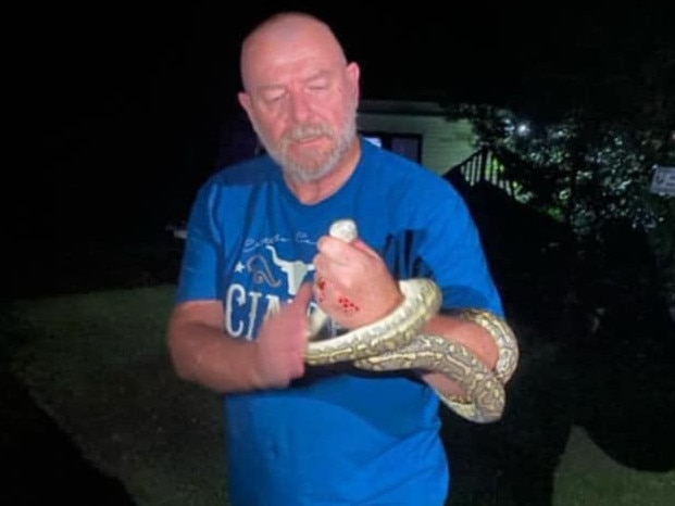 Kellie Bond posted this photo on the Gympie Times page with the caption: "1.5m python at Chatsworth 8.20pm.Just relocated him to bushland away from our chooks".