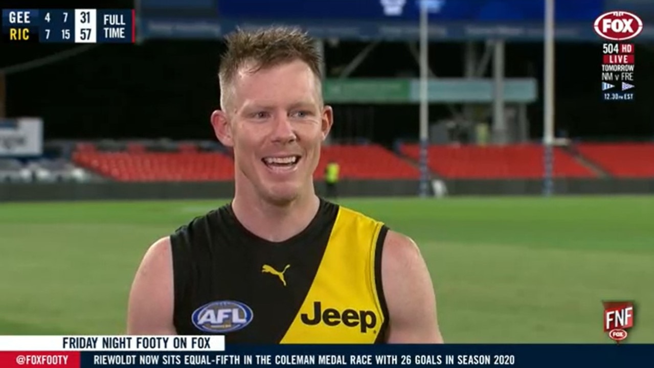 Jack Riewoldt had a cheeky dig at Mick Malthouse post-game.