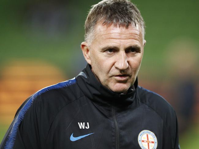 Coach Warren Joyce of Melbourne City is seen during the Round 27 A-League match between Melbourne City and the Central Coast Mariners at AAMI Park in Melbourne, Friday, April 26, 2019. (AAP Image/Daniel Pockett) NO ARCHIVING, EDITORIAL USE ONLY