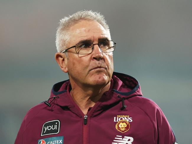 SYDNEY, AUSTRALIA – SEPTEMBER 14: Chris Fagan, Senior Coach of the Lions looks on during the AFL First Semi Final match between GWS Giants and Brisbane Lions at ENGIE Stadium, on September 14, 2024, in Sydney, Australia. (Photo by Mark Metcalfe/AFL Photos/via Getty Images)