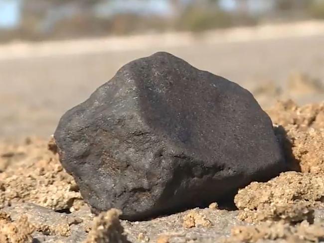 A fragment of the four-billion-year-old meteorite. Picture: 9 News