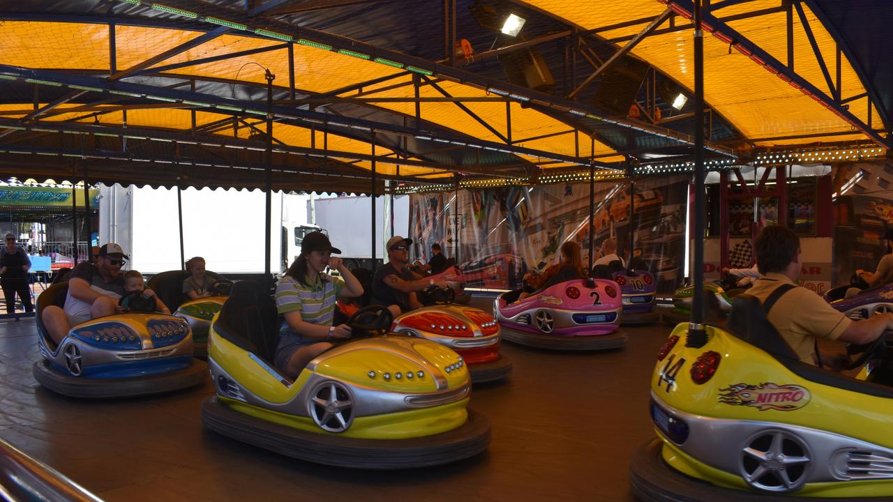 Fraser Coast Ag Show Patrons ride the bumper cars, one of the most popular rides at the show. Photo: Stuart Fast