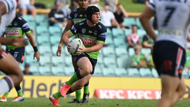 Canberra debutant Adrian Trevilyan in action for the Raiders during the 2022 pre-season. Credit: NRL Images.