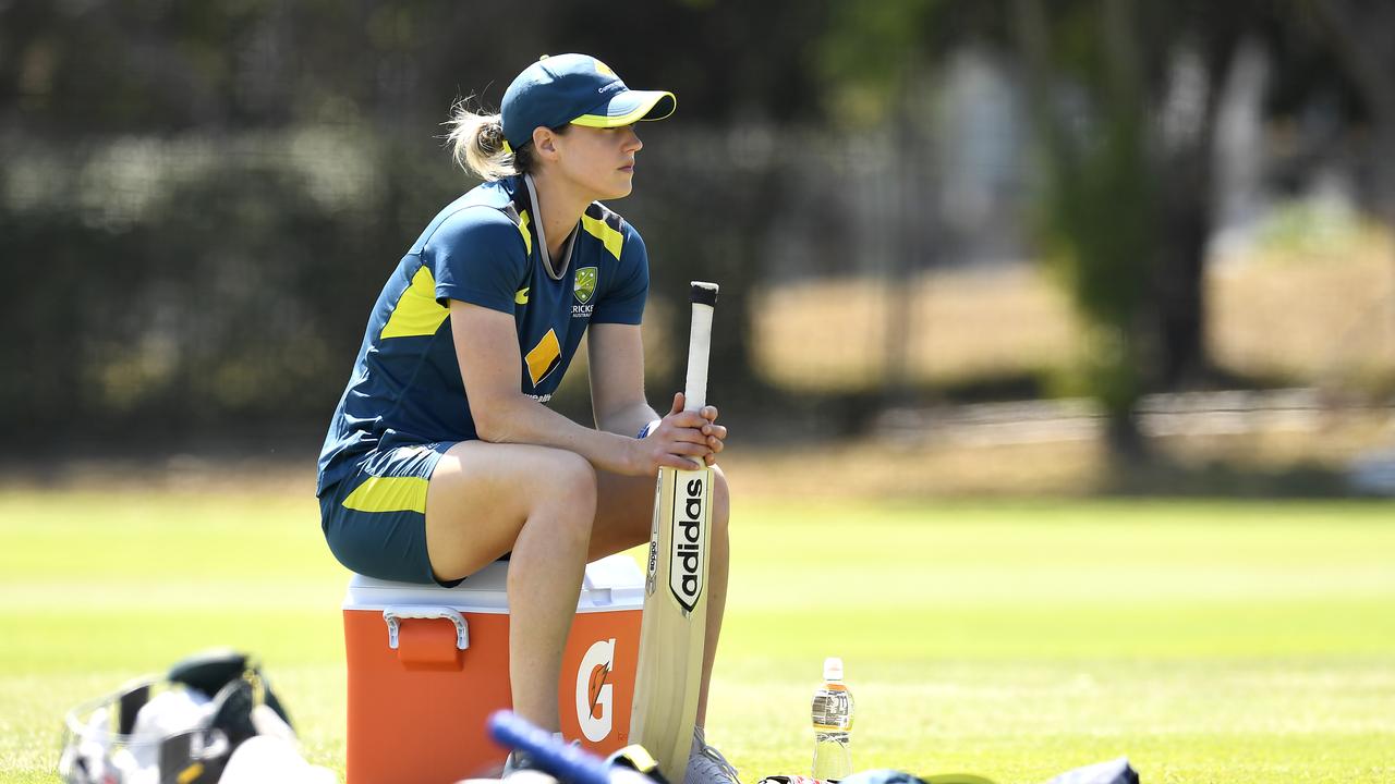 Ellyse Perry is resigned to looking on at training after re-injuring her hamstring. Picture: Albert Perez/Getty Images