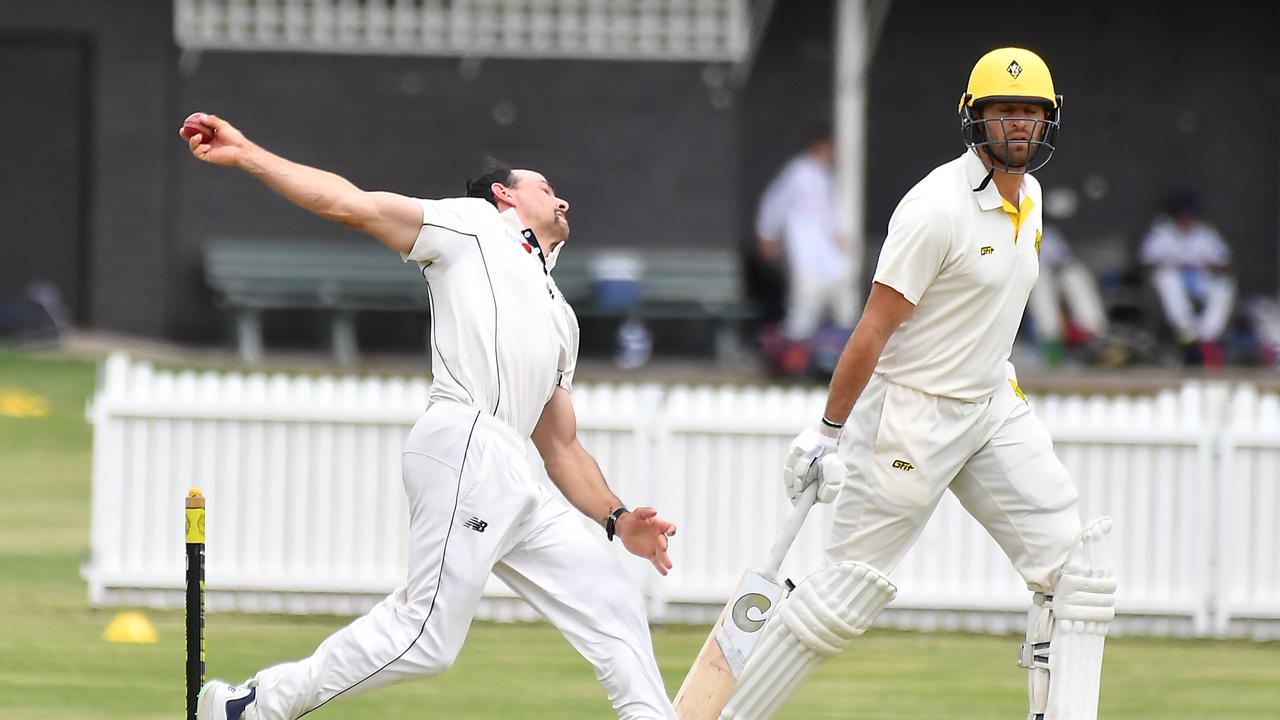 Valley bowler Joe Pratt Valley V West first grade cricket. Saturday November 11, 2023. Picture, John Gass