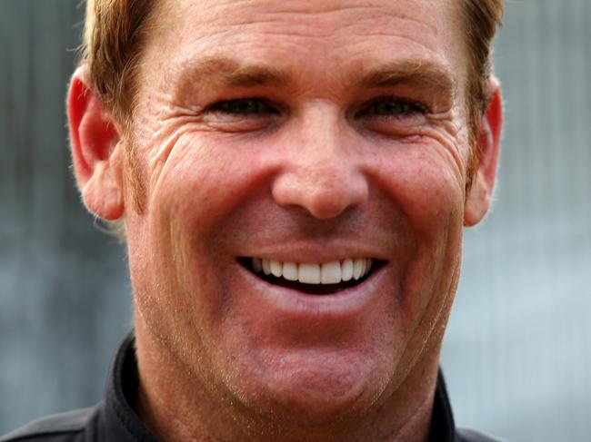 Shane Warne all smiles in the nets during the Australian team training session for the World Cup Semi Final tomorrow night.Picture Gregg Porteous