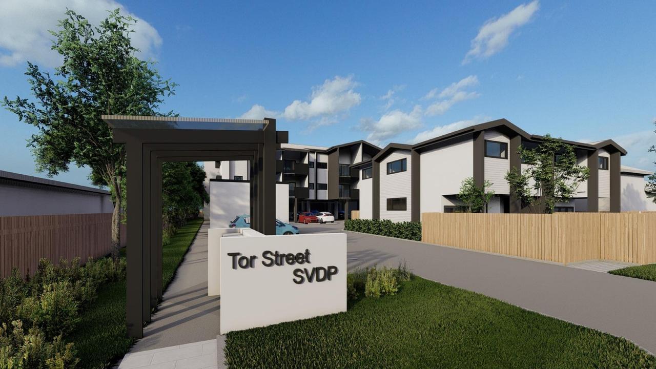 Concept art for a new 27-unit social housing project on Hill Street in Newtown, Toowoomba by St Vincent de Paul Society, which has been lodged with the Queensland government.