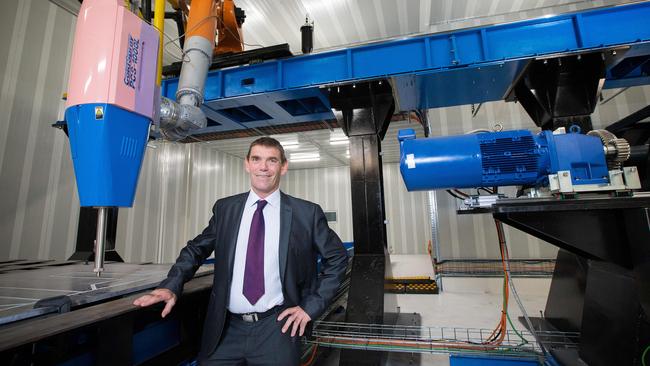 3D printing company Titomic has officially launched the world's largest 3D metal printer which is based in Melbourne. Titomic chief executive Jeff Lang is pictured with the machine. Picture: Mark Stewart