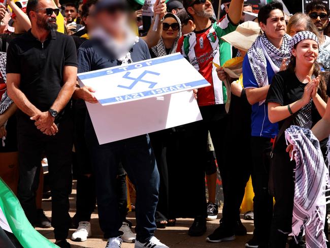 Ms Yazbek says she is “furious” with her husband’s actions at the Hyde Park rally in Sydney. Picture: NewsWire / Damian Shaw Al Yazbek