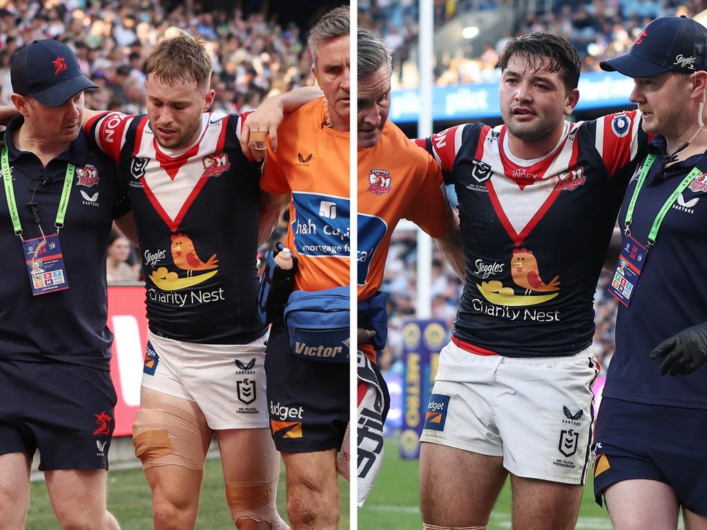 Long-term injuries to Sam Walker and Brandon Smith are a major blow to the Roosters’ 2025 campaign. Pictures: NRL Photos