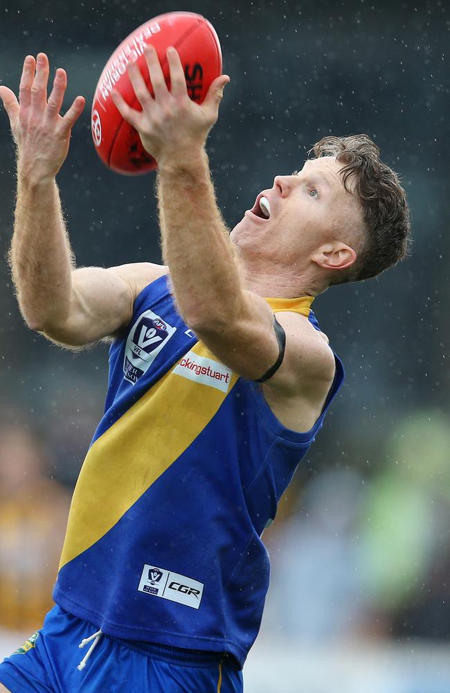 Inspirational: Ben Jolley marking for Williamstown.