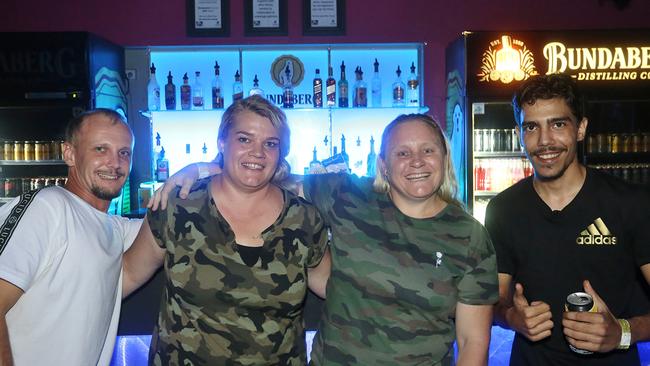 L-R Andy Baker, Rikki Lindley, Sharon Elliot and Phillip Delacruz at Zodiac Nightclub.Photo Liam Fahey / Morning Bulletin