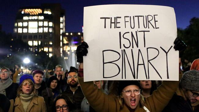 People gather at a rally for LGBTQI+ rights at Washington Square Park. Picture: AFP.