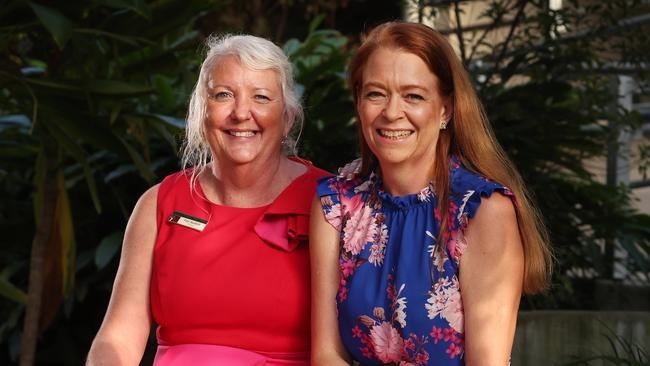 Principal Pam Ruddell with Lisa Keane, who has been nominated for the Australia’s Best Teachers campaign for her work helping disadvantaged kids learn to read at Runcorn Heights State School. Picture: Liam Kidston