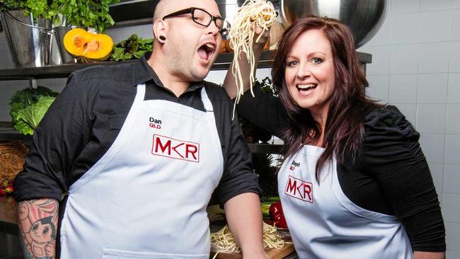 LOWDOWN: Dan and Steph on set for  My Kitchen Rules  season four. Picture: Contributed