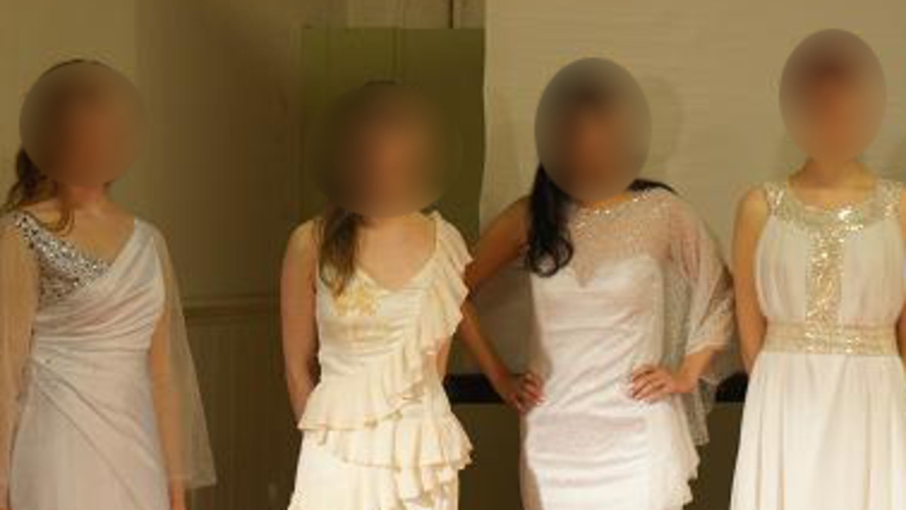 Church members dressed as brides from about 10 years ago during a modelling photo shoot in what a former member called ‘creepy’. Female worshippers are taught that they are brides of god and by extension, the brides of the sect’s leader and messiah, Jeong.