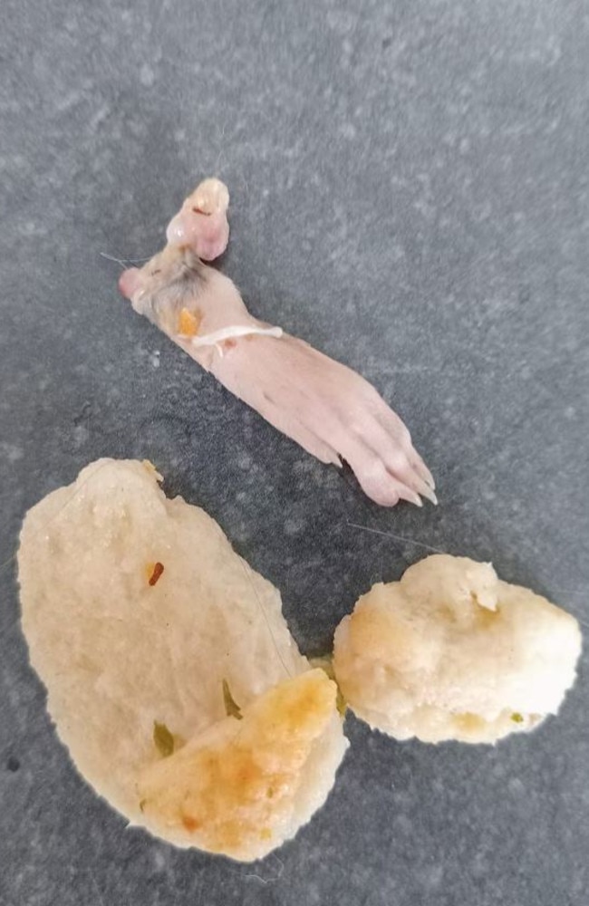 The boy was eating garlic bread when his mother discovered the rat’s foot. Picture: Supplied