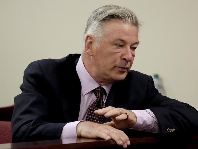 Alec Baldwin listens during his hearing at Santa Fe County District Court. Picture: Getty Images