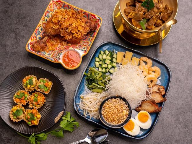 From top left: Deep Fried Chicken, Spicy Pork Soft Bone Curry, or ‘Tao Kua’ and R Harn’s Golden Cups. Picture: Supplied