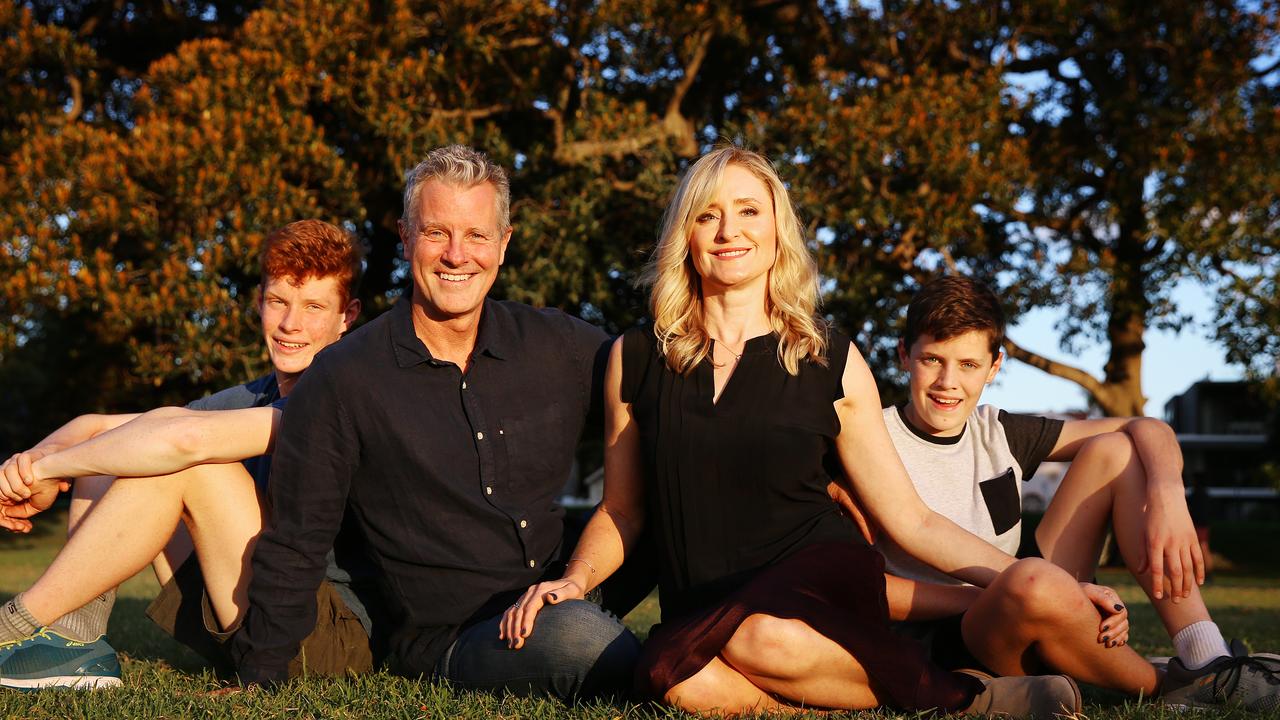 Kristen Hinrichsen with her husband Paul Carvosso and kids Oliver and Toby. Kristen lost her father to heart disease and is pictured for the Heart Foundation campaign. Picture: Sam Ruttyn