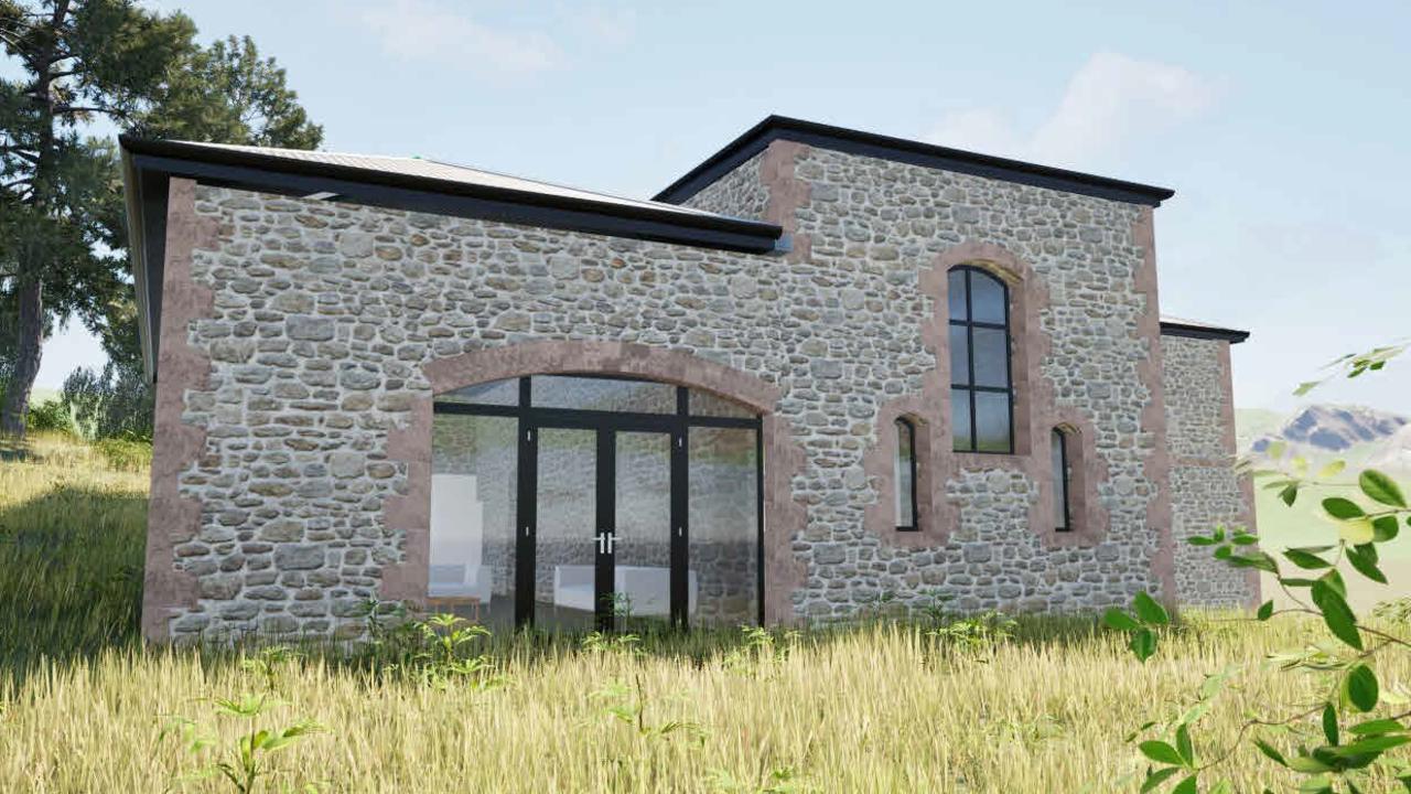 Artist impressions of a proposed plans to convert a former gold mine building into a three-bedroom tourist accommodation at Beaumont Rd, Verdun. Picture: Nielsen Architects