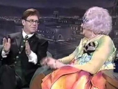 Dame Edna Everage with her good friend Elton John. Picture: Supplied